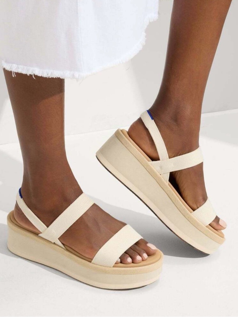 ROTHY'S LIGHTWEIGHT WEDGE SUMMER SANDAL / BEIGE SALT CREAM / SIZE 7/ NWOT